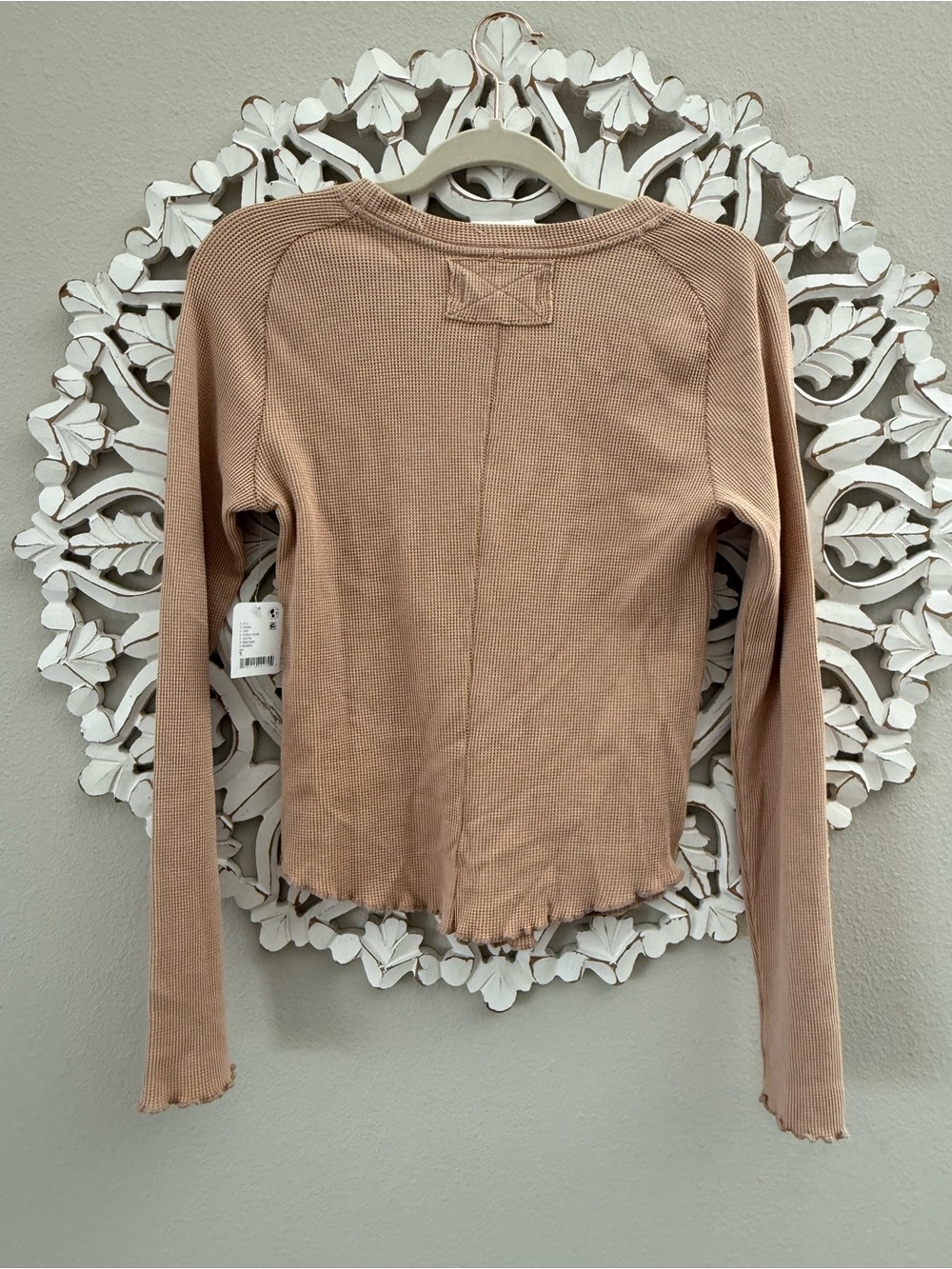 We The Free Easy Does It Long Sleeve Tee, Lettuce Trim, Neutral Basic Small - Picture 5 of 5